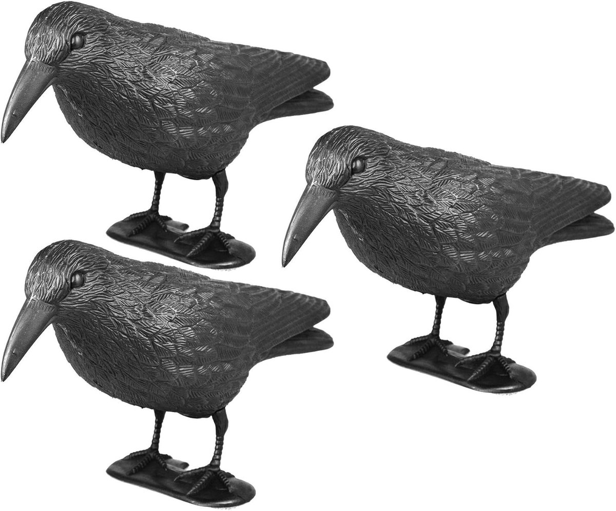 Duivenverjager Kraai - 3 stuks - vogelverjager raaf - vogelverschrikker - Halloween DecoratieVogelverschrikker - Halloween crows - realistic raven birds decorations - Halloween party Prop - voor binnen /buiten /festivals /feesten /halloween