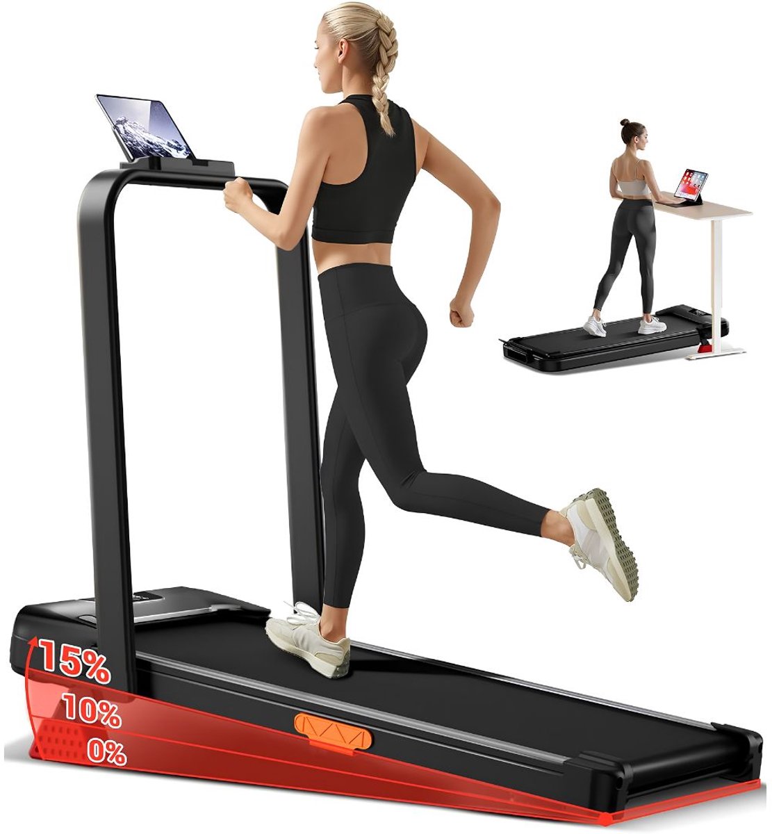 VALI® Wandelband - Elektrische Loopband - Wandelband voor Thuis - Zwart - 104cm x 53cm x 95cm