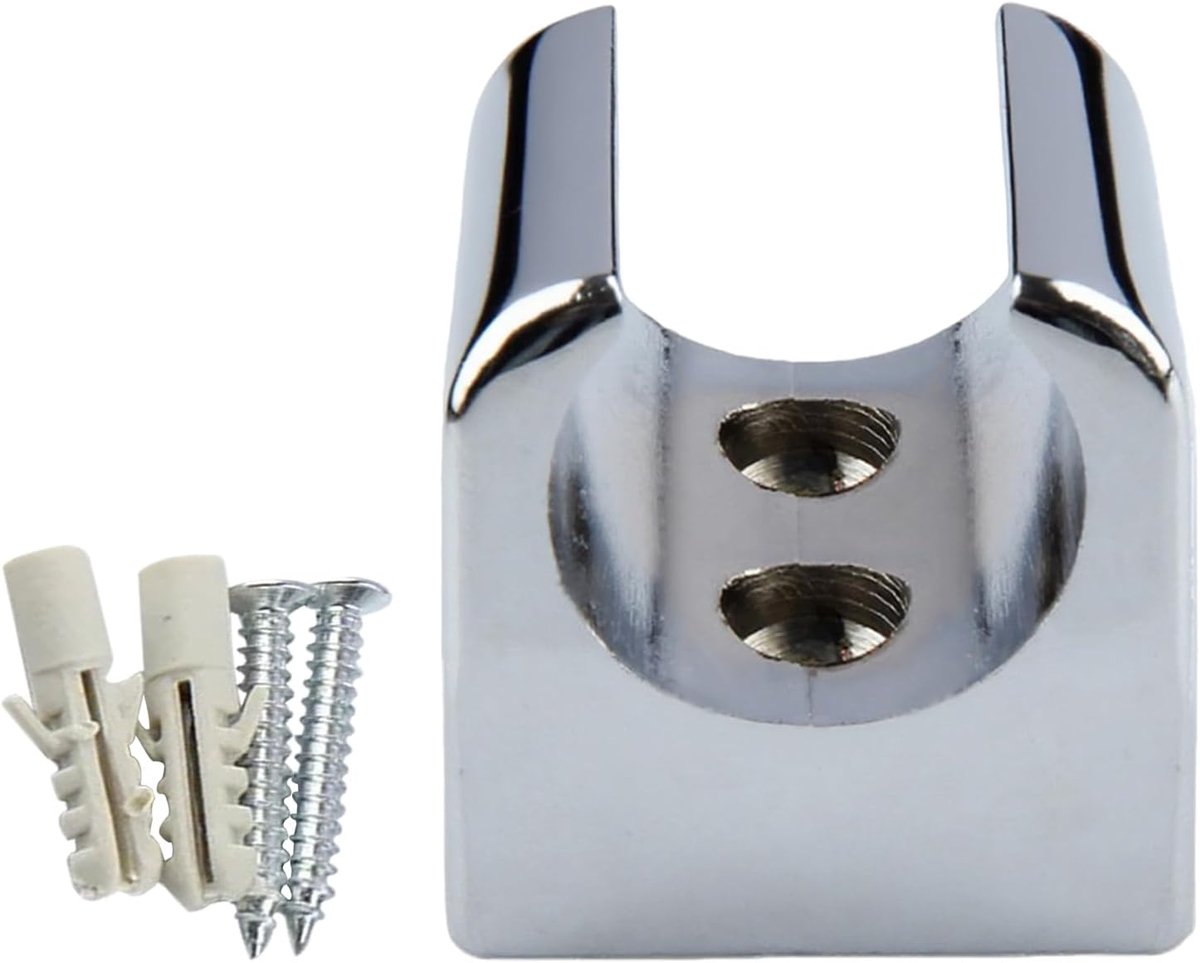 Zinc alloy shower head holder, silver, universal hand shower holder with screws (3.5 x 3.2 x 3 cm), compatible with - ShopVlot