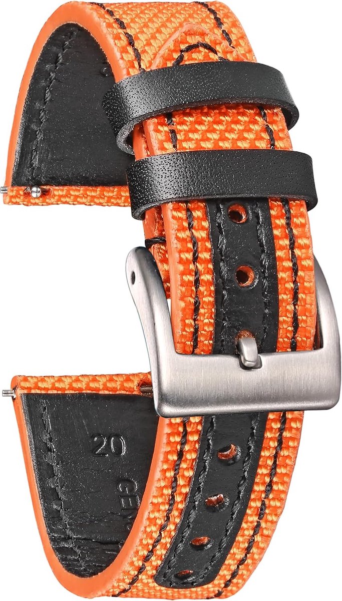 Hemsut Leather with Nylon Watchband 18mm 20mm 22mm Quick Version Watchbands for Men Women Fast Version - ShopVlot
