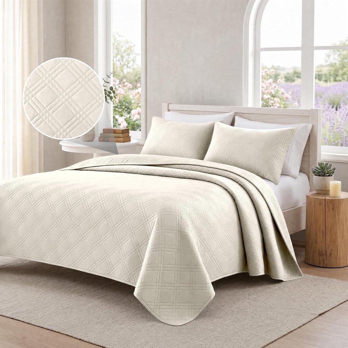 Beddensprei 260x260cm - Dun Gewatteerd - Effen Dubbelzijdig - Elegant Voor Elke Seizoen - ShopVlot