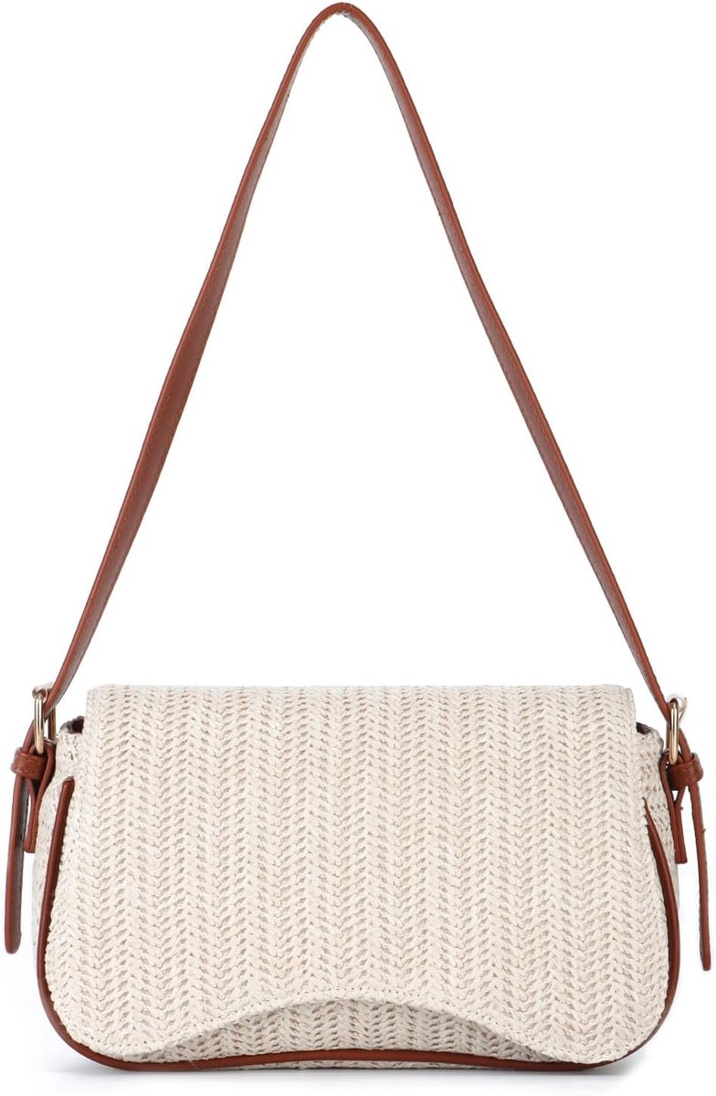 Schoudertas dames - kleine hobo tas - gevlochten raffia - trendy voor dagelijks gebruik - ShopVlot