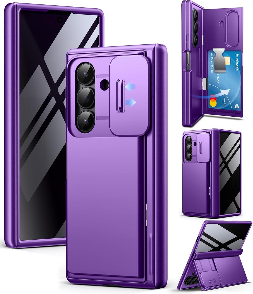 Mobiel hoesje Z Fold 7 - Privacy schermbescherming - 4 kaartslots - Anti-spionage met ingebouwde standaard - ShopVlot