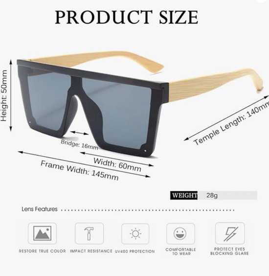 Flat Top Oversized Zonnebril - Vierkante Zonnebril voor Vrouwen en Mannen, Gespiegelde Randloze Zonnebril met Groot Montuur, Modieuze Zonnebrillen UV400 Bescherming — afbeelding 3
