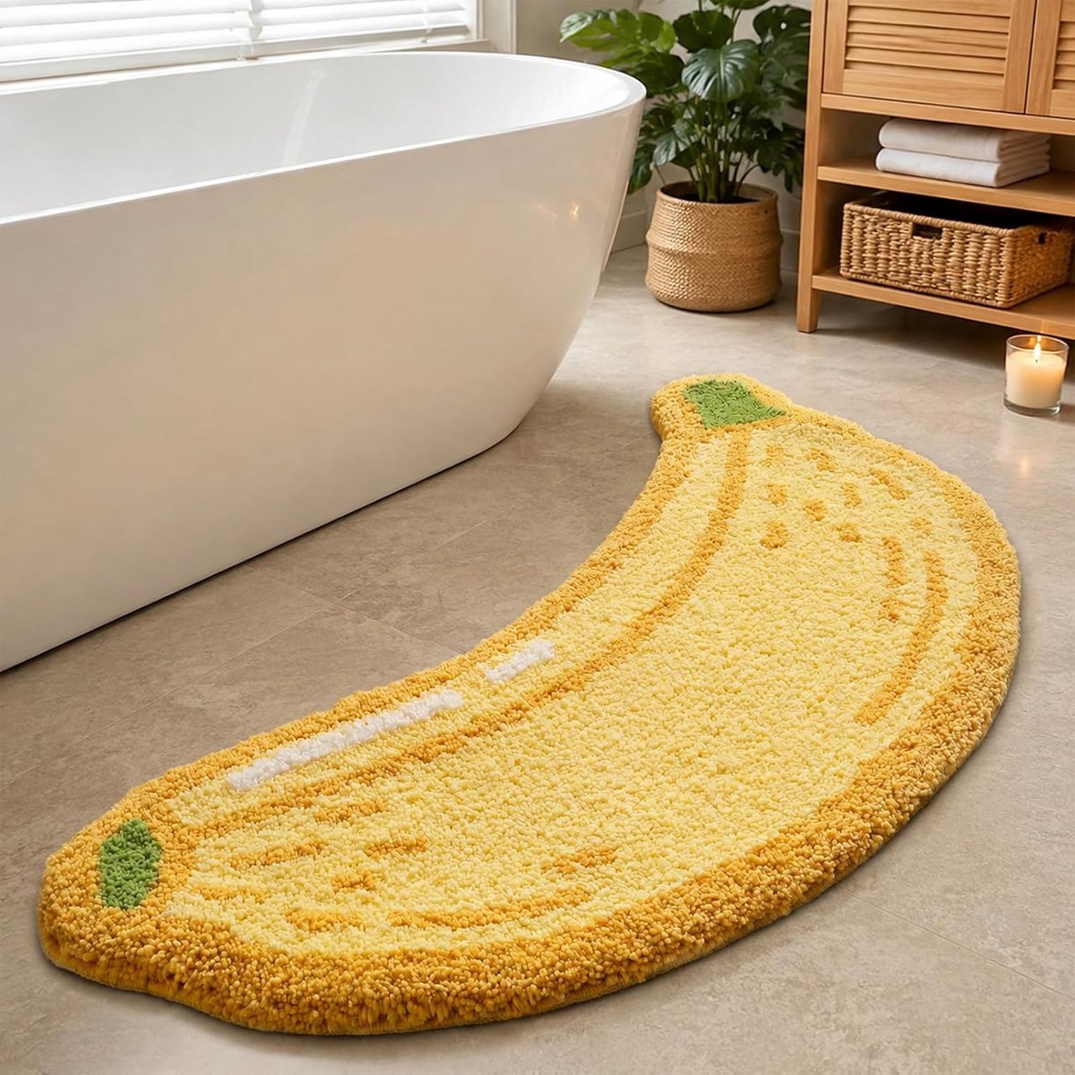 Badmat Antislip 47 x 100 cm - Banaan Fruit Ontwerp - Zacht Microvezel - Absorberend voor Badkamer - ShopVlot