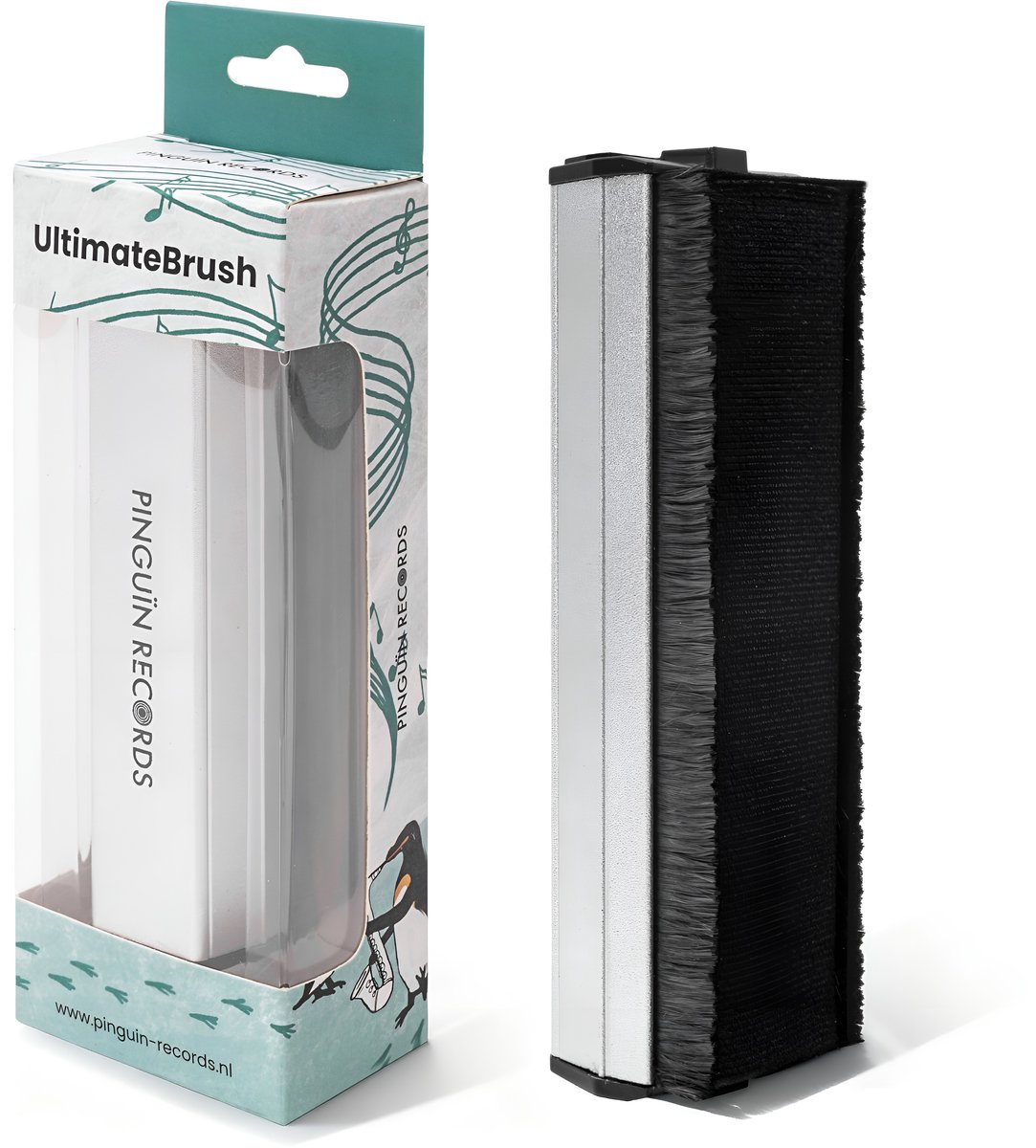 Pinguïn Records VinylCare UltimateBrush – Platenborstel - Grondige platenborstel – Koolstofvezel en fluweel borstel - Antistatische platenborstel – LP borstel – Platenreiniger voor vinyl – Extra diepe reiniging