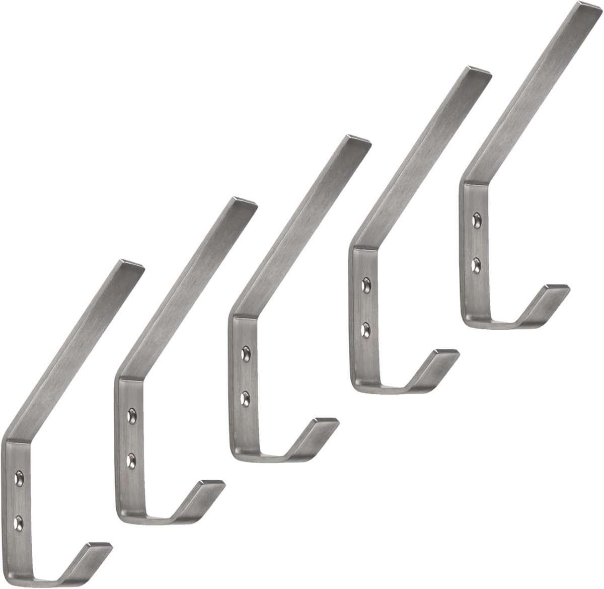 Kledinghaak set van 5 - grote 142 x 20 mm - gepolijst roestvrij staal - ShopVlot