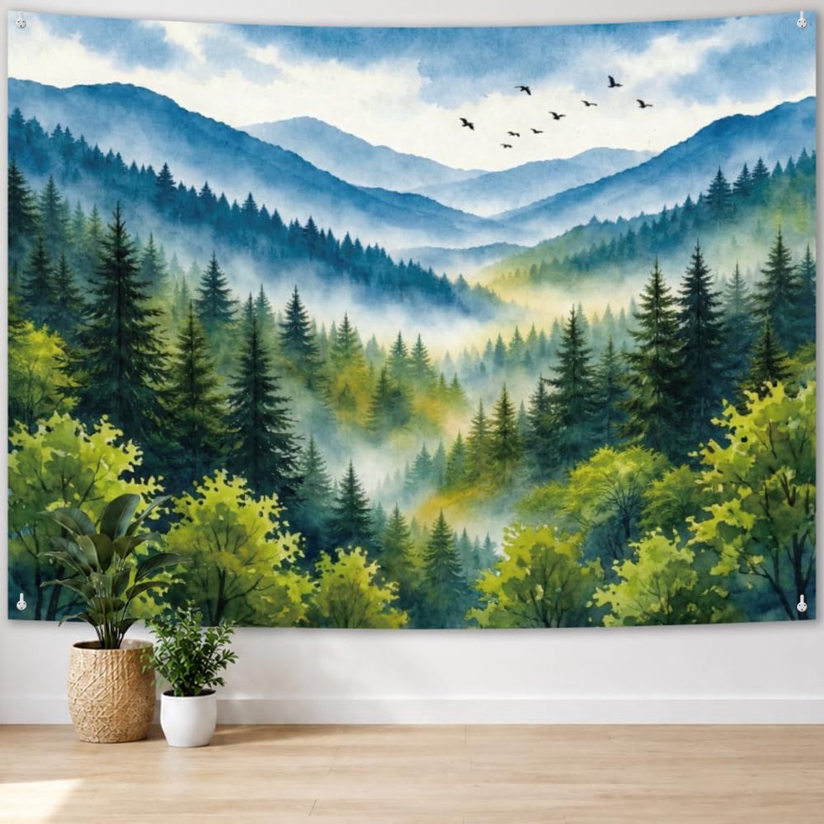 Wandtapijt 80 x 120 cm - Polyester - Bergbos Motief - Perfect voor Feesten - ShopVlot