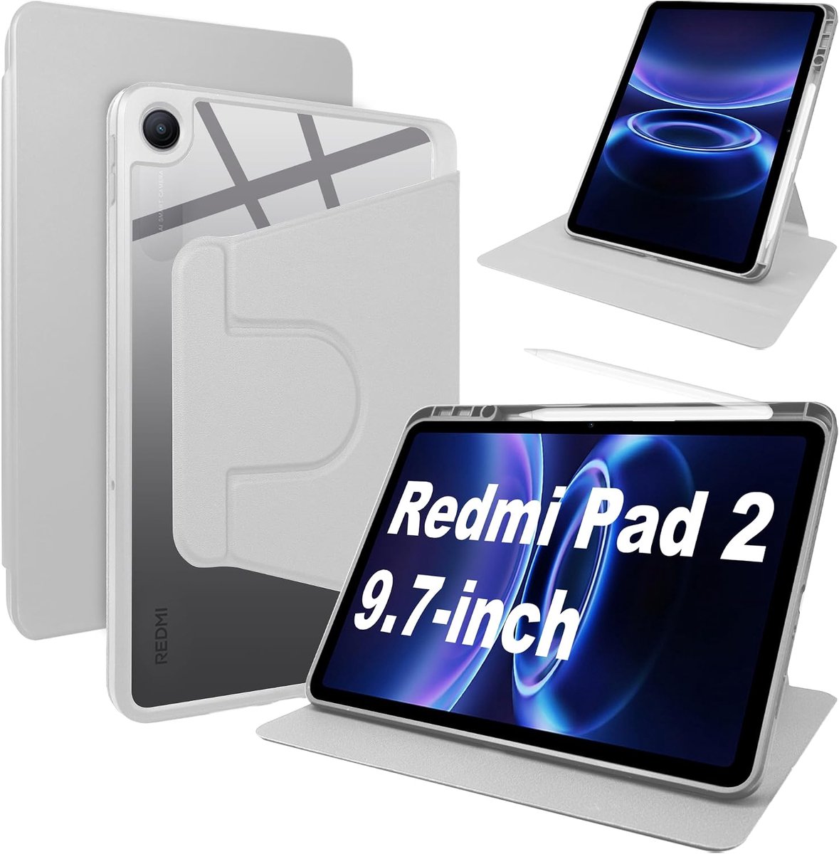 Hoesje voor Xiaomi Redmi Pad 2 SE 9.7" - PU leren + flexibel silicone - draaibare standaard - optimale bescherming - ShopVlot