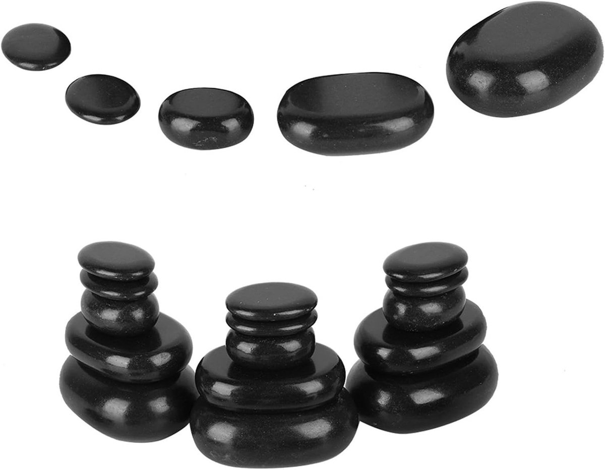 20 Stuks Heetstenen Massage - Natuurlijke Lava Stenen voor Spa, Voetmassage en Ontspanning