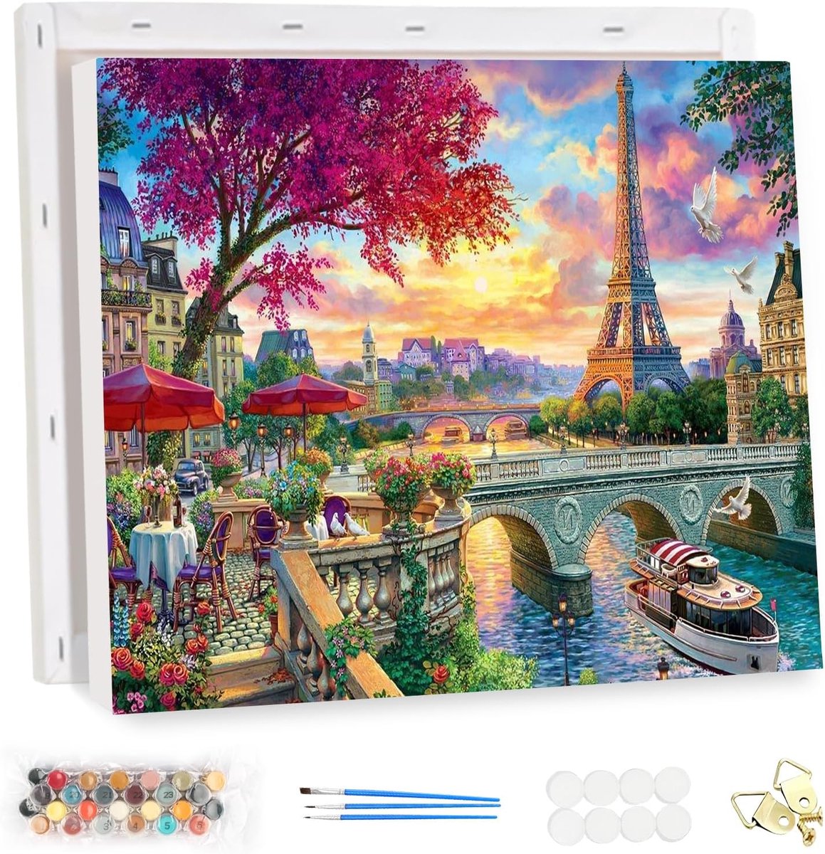 Paint by Numbers Kit 40x30cm - London in de Lente - Inclusief lijst en acrylverf - Creatieve hobby voor beginners - ShopVlot