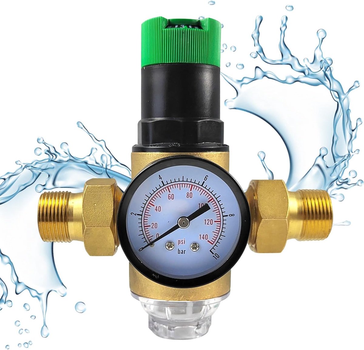 Waterdrukregelaar 1/2 inch - Messing met filter - Drukmeter voor optimale waterdruk - ShopVlot