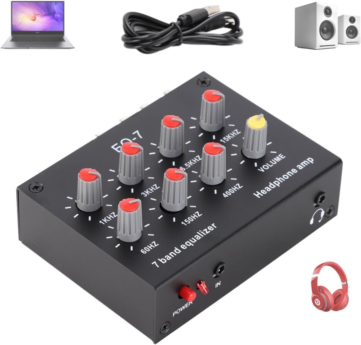 7-band geluidsequalizer - 12dB hoge basaanpassing - dual channel digitaal - ideale geluidsregeling voor hoofdtelefoon - ShopVlot