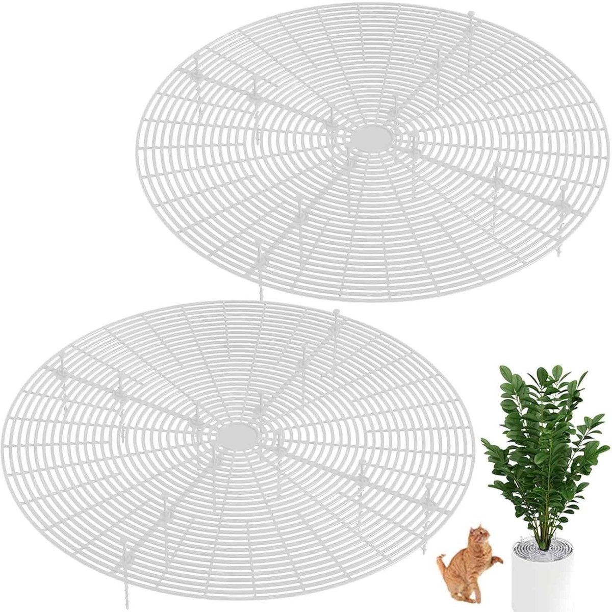 2 Piece Flower Pot Protection, Large Cuttable Flower Pot Grid with Deep Poles, Flower Pot Cover, Cat Protection for - ShopVlot