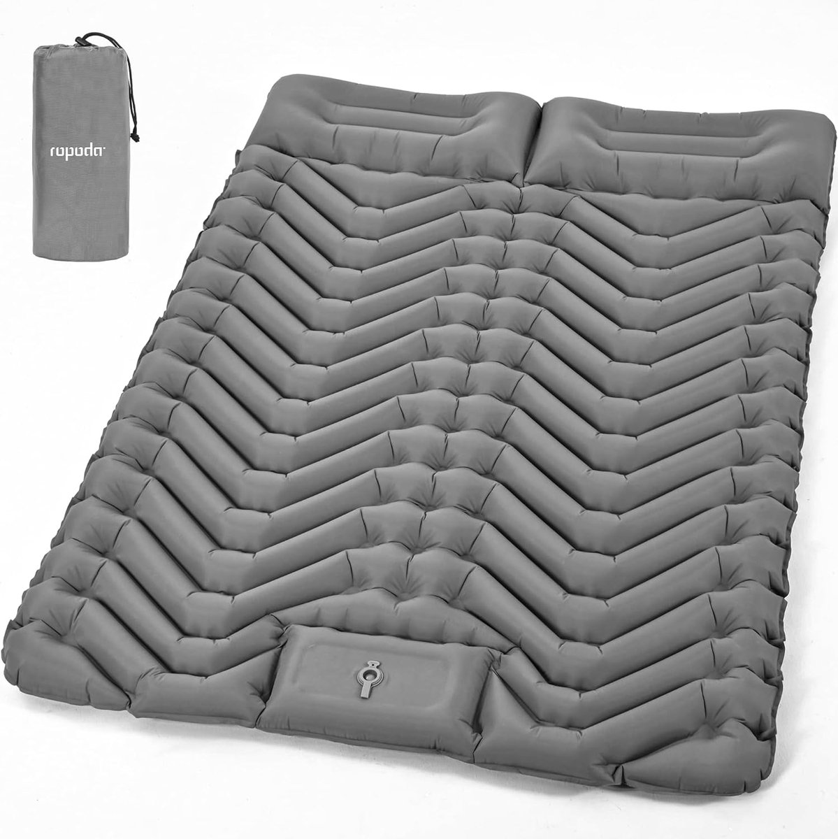 ROPODA Dubbel opblaasbaar campingmatras, ultralichte slaapmat voor 2 personen met ingebouwde voetpomp, waterdichte - ShopVlot