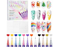 Erinde Nail Art Pen 12 Colours DIY Manicure 0.5 mm Precise Tip Nail Line Graffiti Waterproof and Quick-Drying - ShopVlot