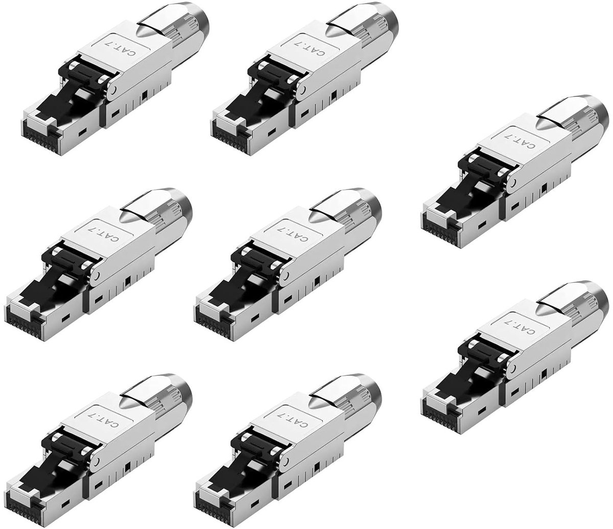 8 x CAT 7 RJ45 Plug Network Plug for Rigid LAN Cable, Installation Cable, Ethernet, LAN Plug, Cat 7 Toolless LSA - ShopVlot