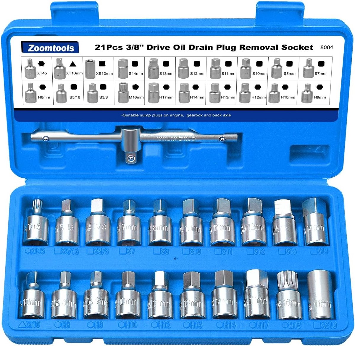 21 Piece Professional Oil Drain Plug Wrenches Set, 3/8 in 5/40.5 cm Oil Drain Plug Removal Tools, Clip with Storage - ShopVlot