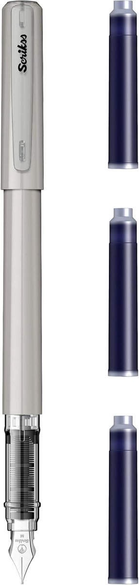 Scrikss Fountain pen Primeo Grey - iridiums steel nib with cartridge refill - ShopVlot