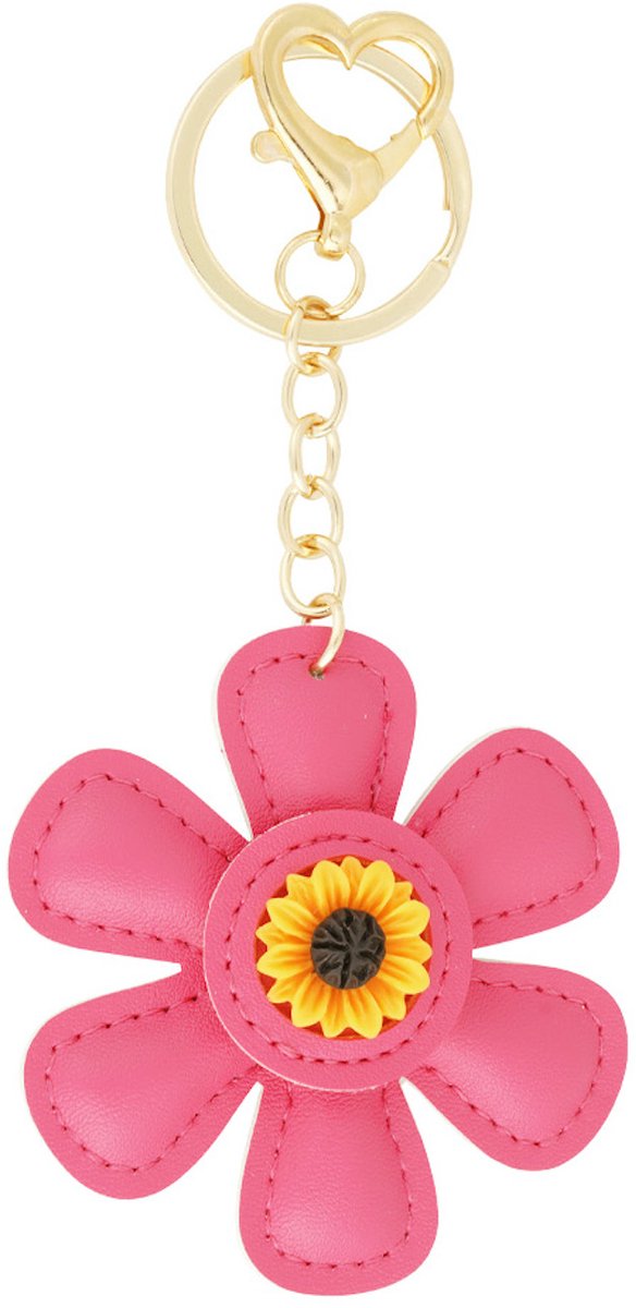 Sleutelhanger bloem - Roze, fuchsia - 13 Centimeter - Maakt jou dag vrolijker! - Ook te gebruiken als tashanger - Damesdingetjes