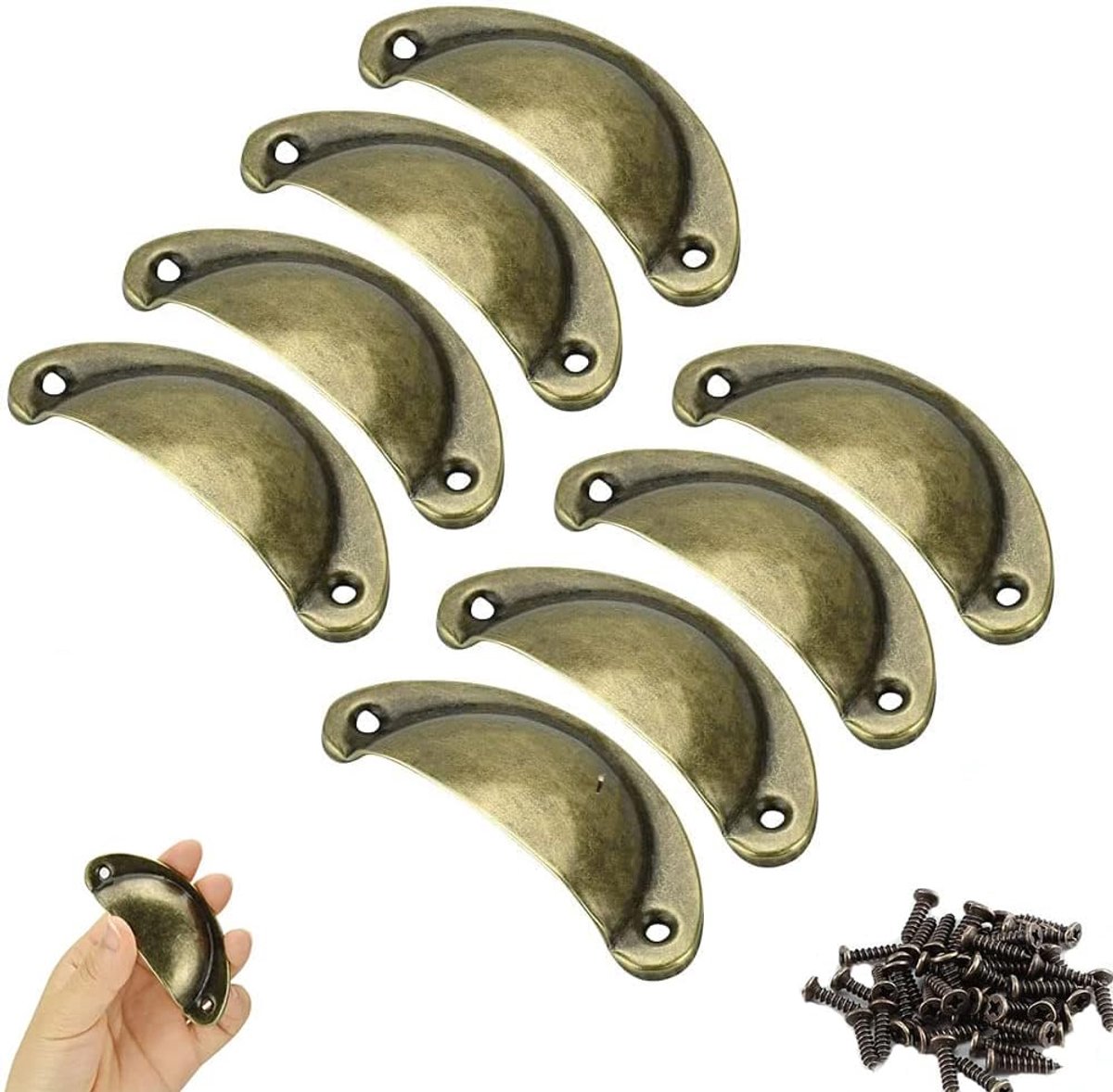 24 Pcs Semicircular Handles Vintage Door Handles Bronze Cabinet Shell Box Retro Semicircle with Screws Shell Handle - ShopVlot