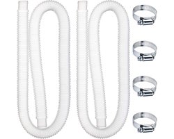2 Pieces Pool Hose 32 mm, 1.5 m Long, with 4 Metal Clamps - Replacement Hose For Swimming Pool, Pool Filter Hose - ShopVlot