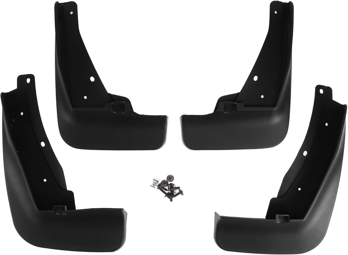 Front and Rear Splash Guard for Volkswagen Tiguan R-Line 2019-2023, Plastic, Black, with Mounting Accessories, 1 Set - ShopVlot