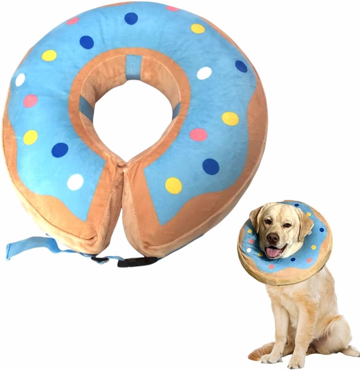 Little Bean Inflatable Elizabethan Dog Collar, Soft Protective Recovery Collar for Large Dogs, Prevent Pets from - ShopVlot