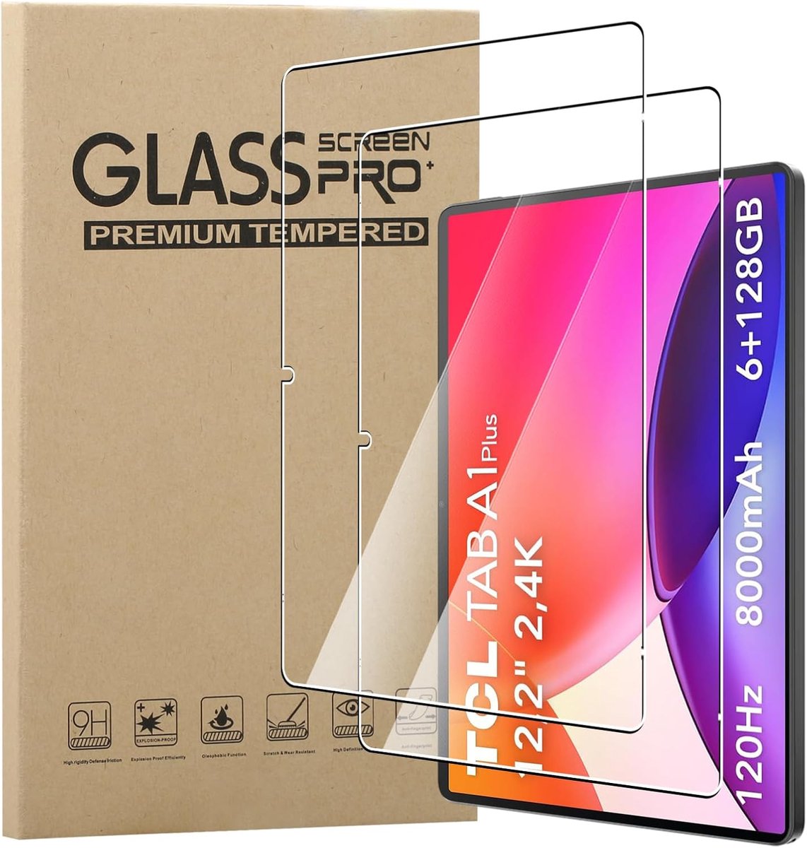 MEMELOKA Gehard glas voor TCL Tab A1 Plus 12,2 inch, 2 stuks hardheid 9H, krasbestendig, HD [anti-vingerafdruk] - ShopVlot