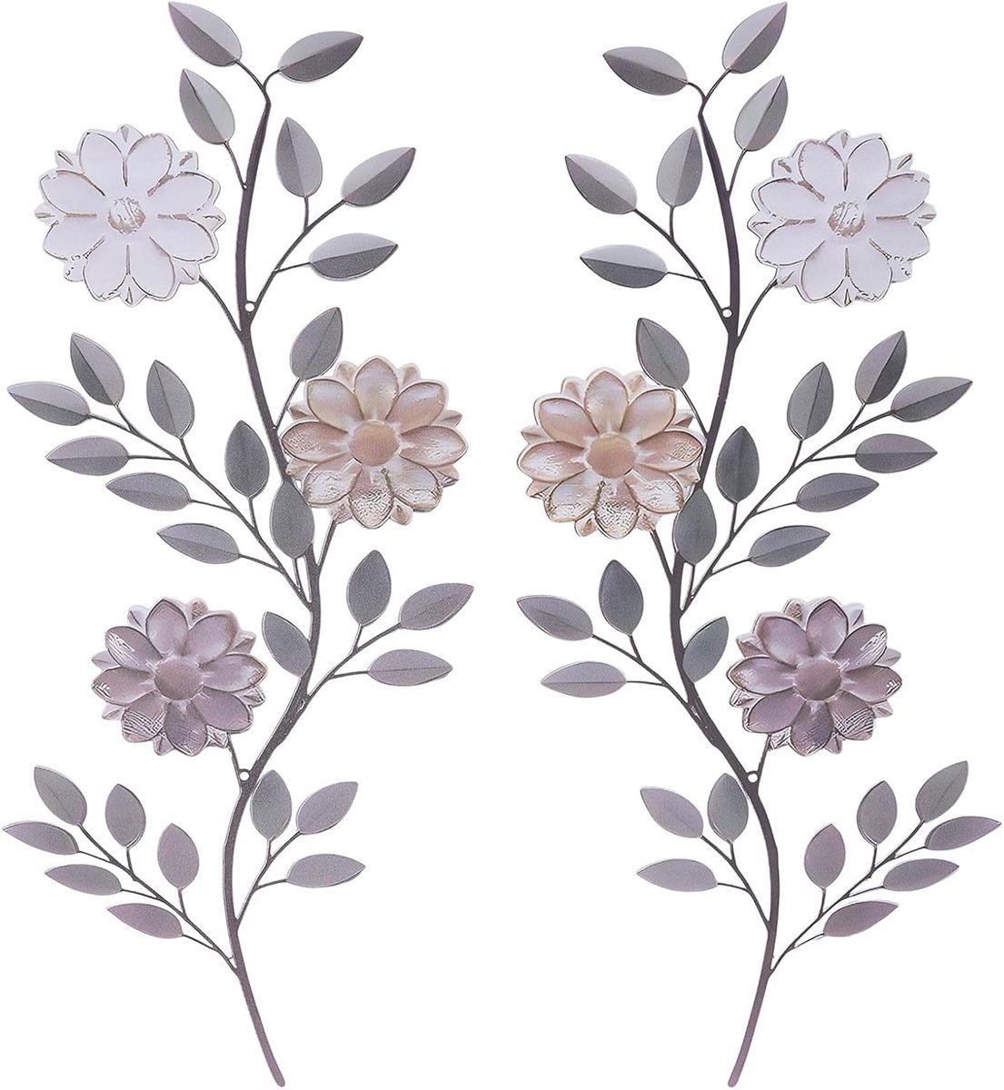 CONCHLERY 2 Stks Metalen Bloem Bladeren Wall Art Lente Muur Decor Rustieke Wijnstok Tak Blad Wall Art voor Woonkamer - ShopVlot