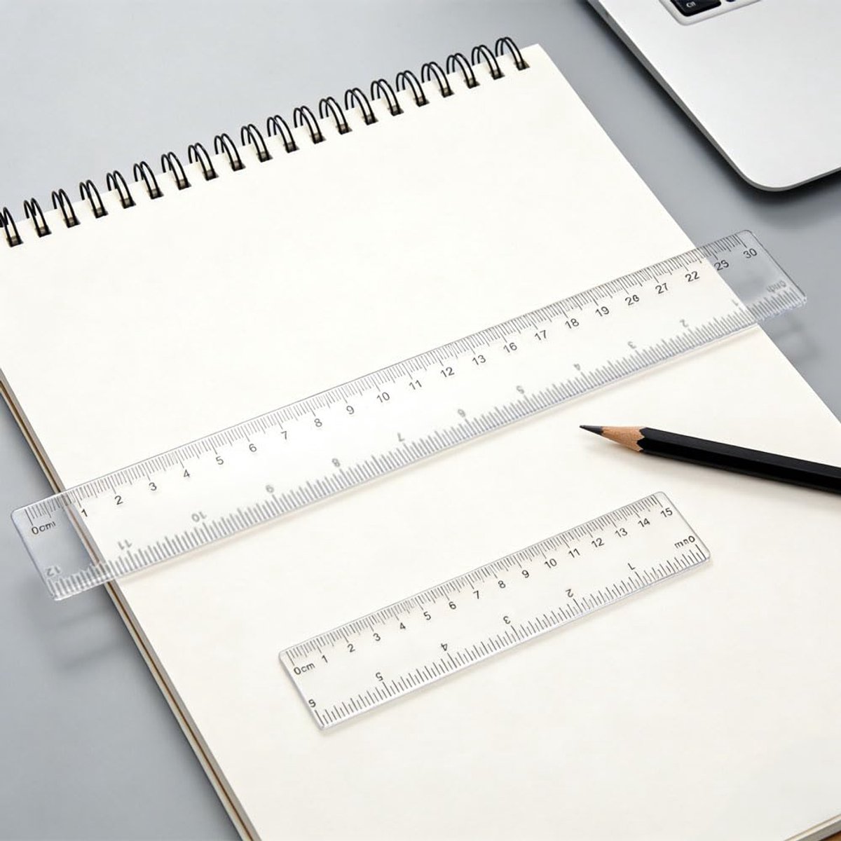 Plastic liniaal set, 4 stuks 15/30 cm doorzichtige kit, transparant recht meetgereedschap met centimeter (cm) en inch - ShopVlot