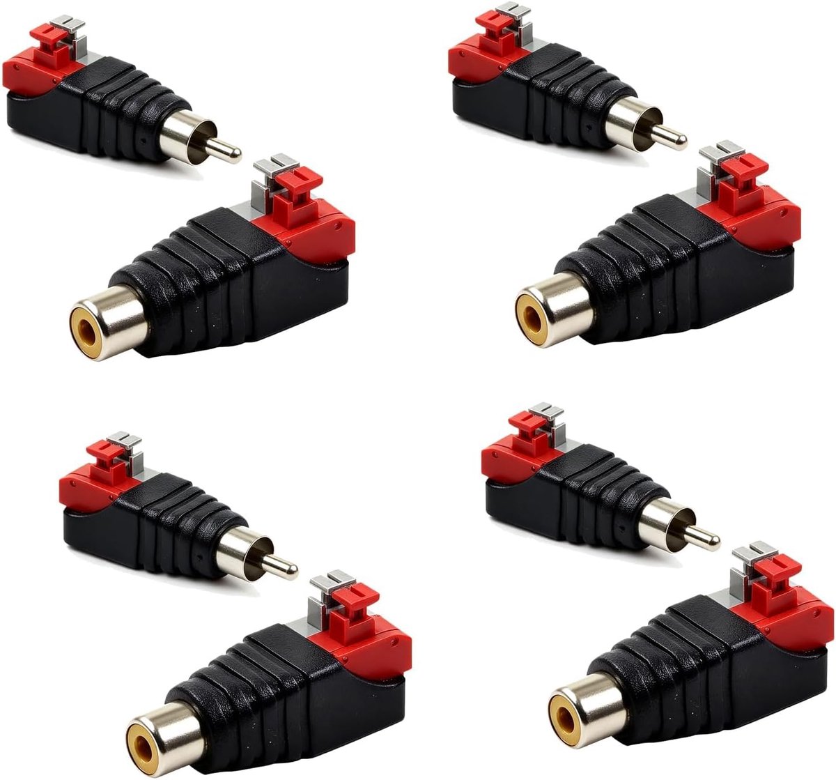 8pcs RCA Cable to Speaker, Cinch Plug and Bushing to 2 Clamp Screws, Phono Pressure Adapter for Subwoofer, CCTV - ShopVlot
