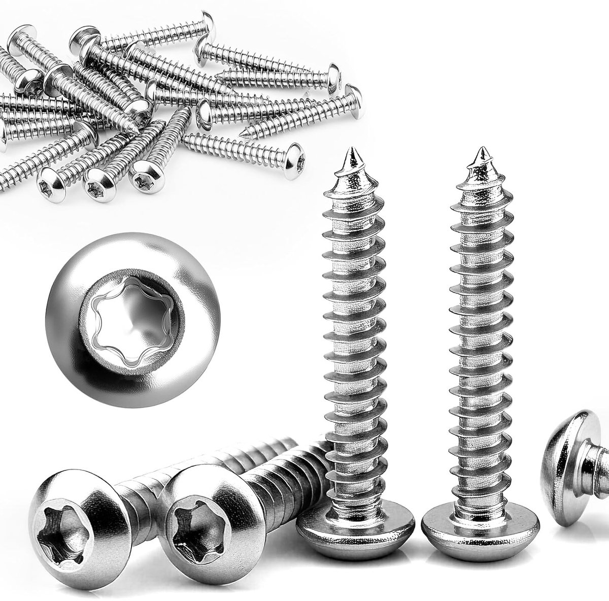 60pcs M4 x 40mm self tapping screws flat head screws round head - ShopVlot