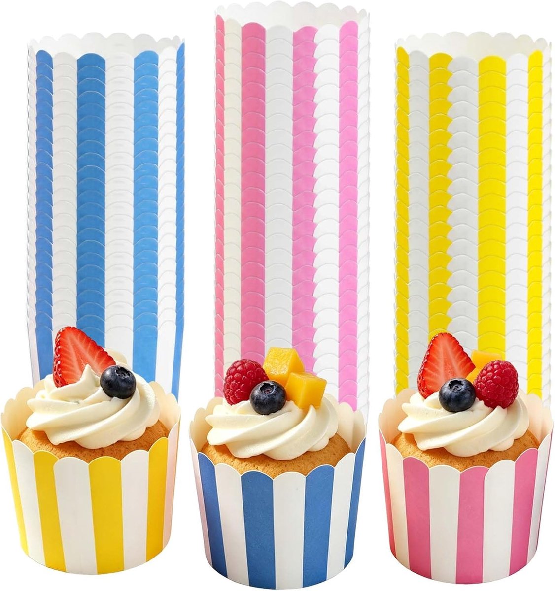 150 cupcakevormpjes, papieren muffinvormpjes, ideaal voor verjaardagen, bruiloften en feestjes, 6 x 5,5 x 7 cm (roze - ShopVlot