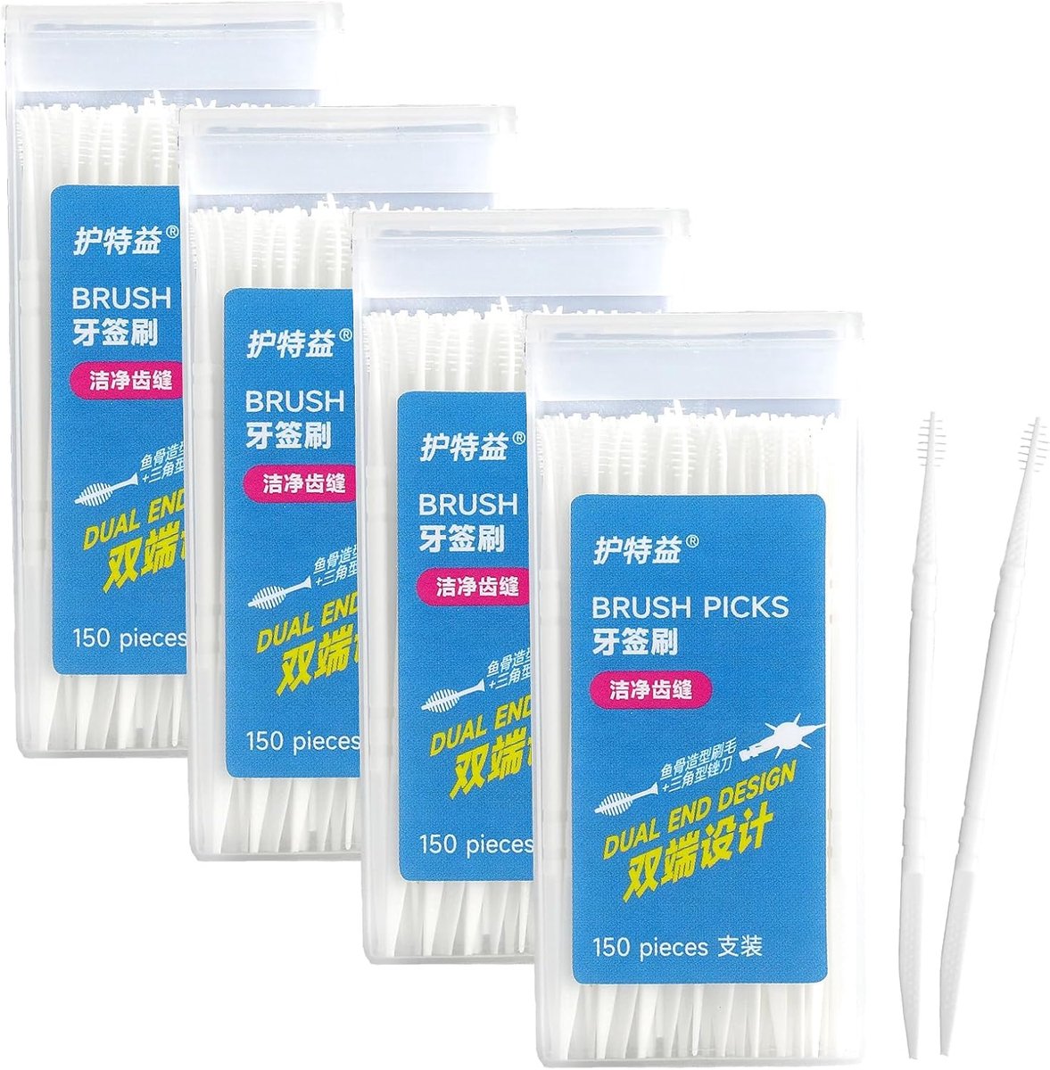 600 stuks interdentale borstels, tussenruimteborstels, tandenstokers, 2-in-1 interdentale borstel voor grondige - ShopVlot