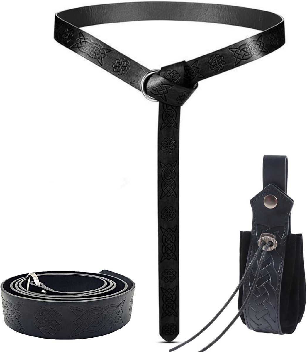2 pieces medieval Viking belt with faux leather bag, retro Scandinavian belt bag, medieval belt and bag, ideal for - ShopVlot
