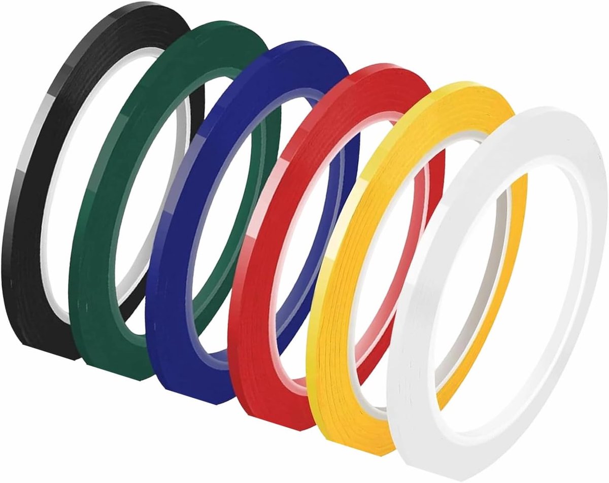 6 stuks whiteboard-plakband, zelfklevende afbeeldingen, gekleurde plakbanden voor kantoor, school, schrift (3 mm x 66 - ShopVlot