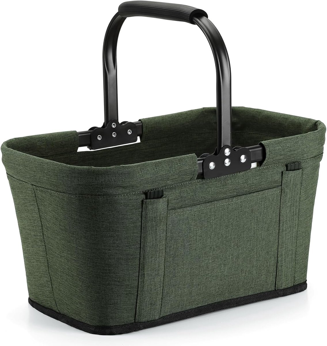 Yeabett Opvouwbare boodschappenmand met 4 steunstangen, versterkte Oxford-stof en zwart gecoat frame, stabiele - ShopVlot