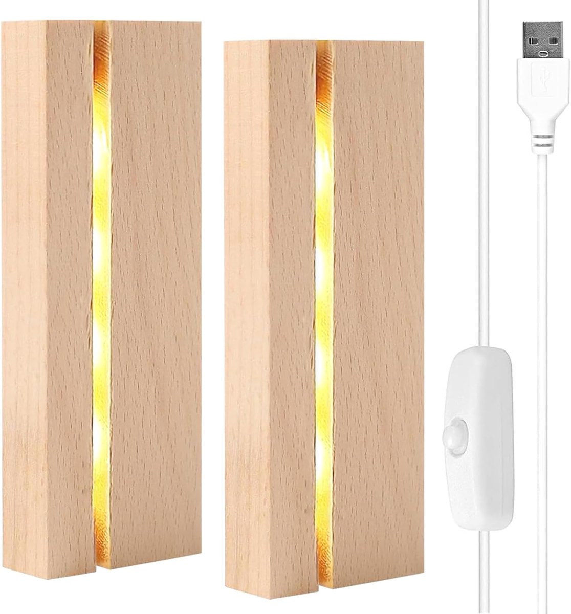 KOIROI 2Pcs LED Lighting Display Base,Rectangular Wooden Stand,Desktop Lamp Base For Acrylic Glass,Panel,Table Display - ShopVlot