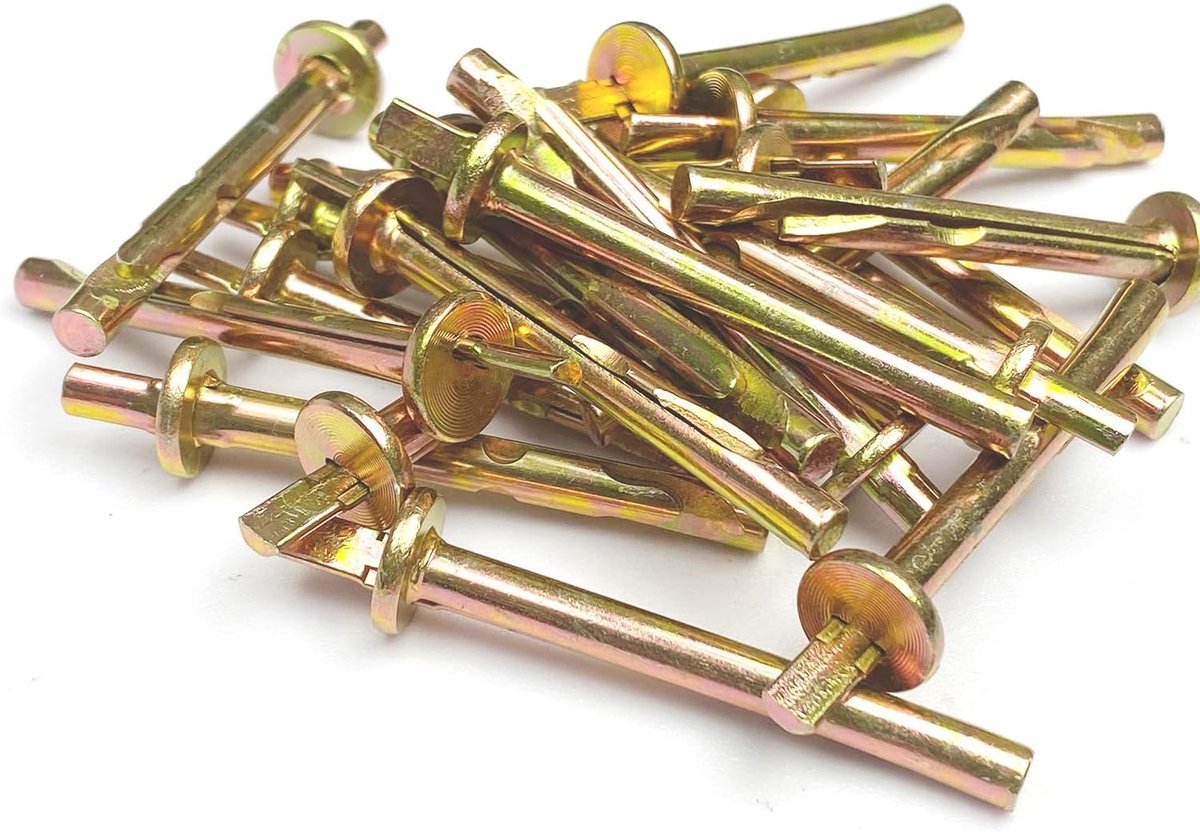 Wall Plugs M6 x 40 Expansion Screws, 90 Pieces, Anchoring Nails, Ceiling, Nail Concrete, Knock-in, Drive-in Type - ShopVlot