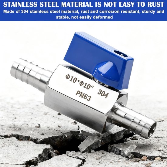 2 Pcs 10mm Barbed Ball Valve, Stainless Steel, Shut-Off Valve, Pagoda Hinge for Water, Gas, Oil, Fuel, Drip - ShopVlot — afbeelding 3