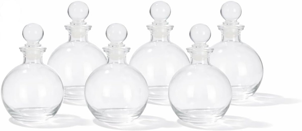 Magic Season Decorative Glass Bottles - 9 fl oz. Drink Bottles (6 Sets w/ Glass Stoppers) - ShopVlot
