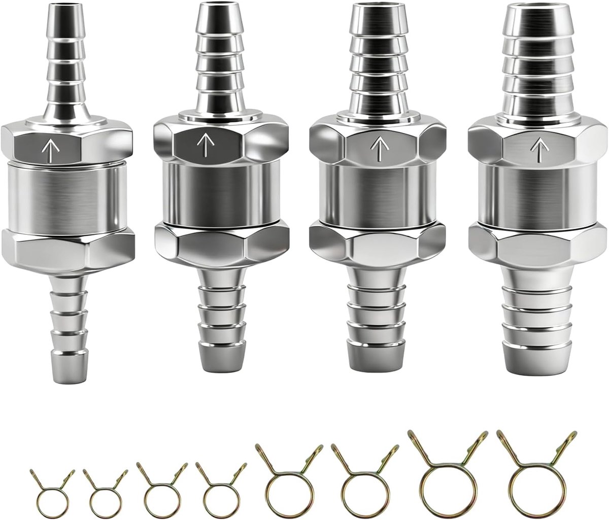 IIRC Check Valve 6 8 10mm, Fuel Check Valve with 6 Spring Clamps for Petrol, Diesel, Car Low Pressure System - ShopVlot