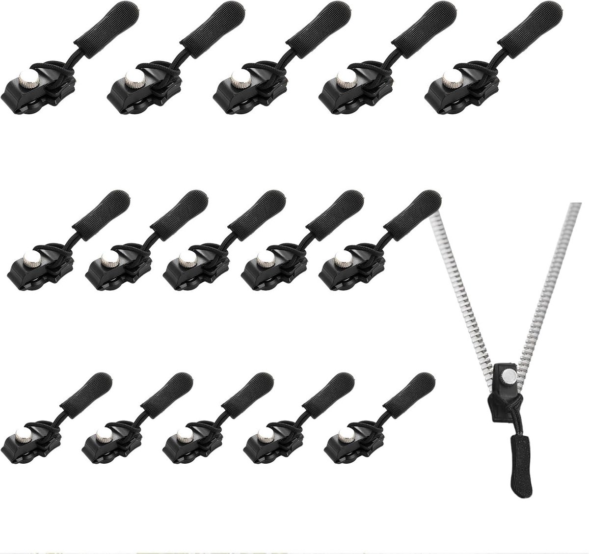 THXFUNAREA 15 stuks schuifregelaar ritssluiting (S/M/L) afneembaar, reparatie ritssluiting, universele reparatieset - ShopVlot