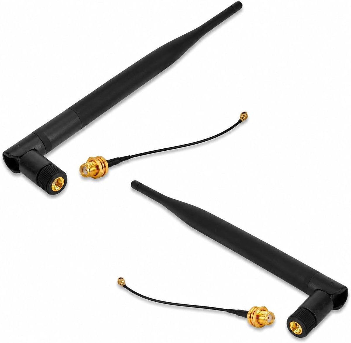 2 WiFi-antennes, 6dBi, RP-SMA-stekker, 2,4 GHz, 5,8 GHz, omnidirectioneel met RF coaxkabel, ESP32, router, IP-camera - ShopVlot