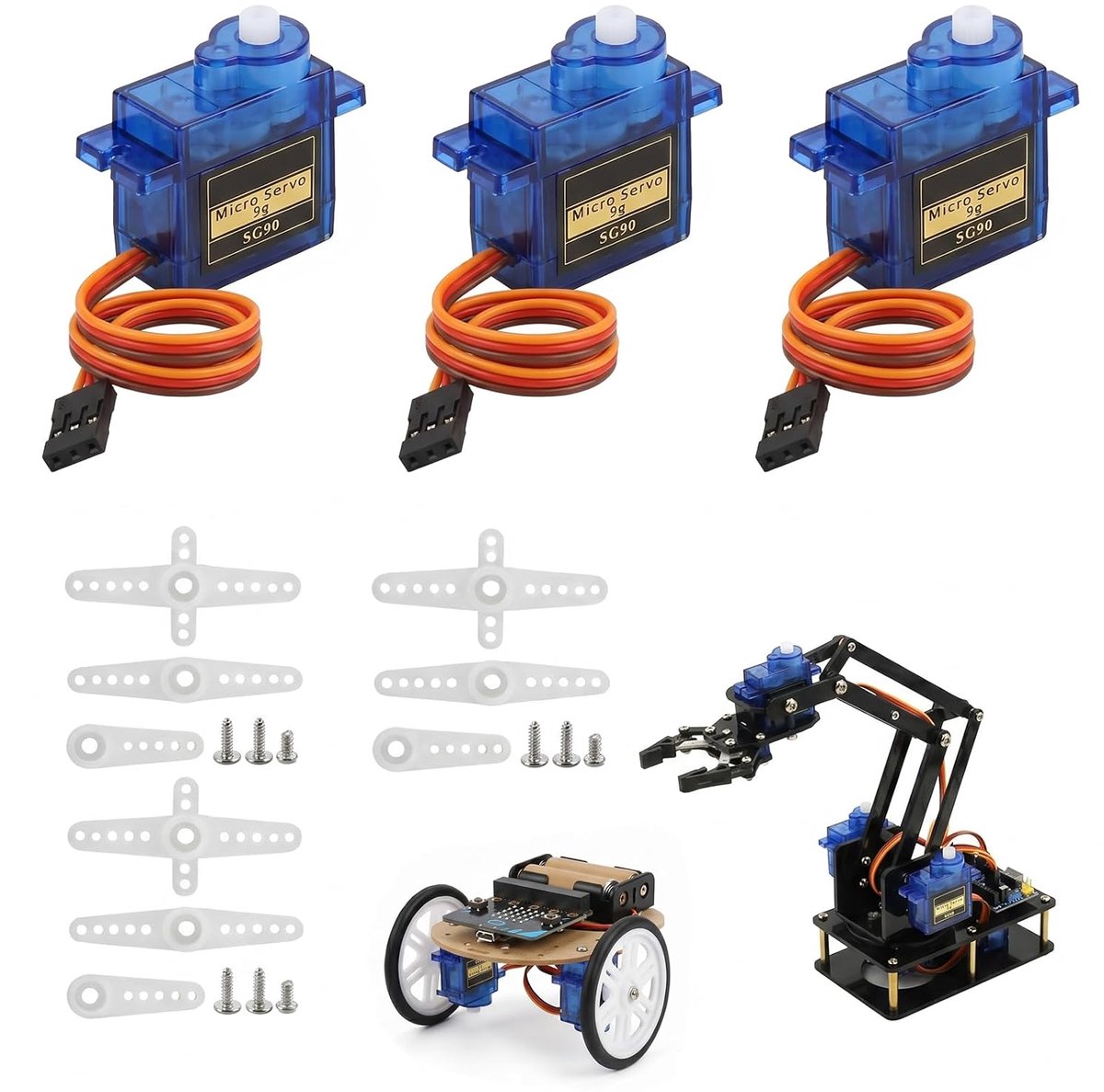 3 stuks microservomotoren 9G SG90, servomotor, ventiel, vervanging met kabel, precisieservos voor Arduino/RC - ShopVlot