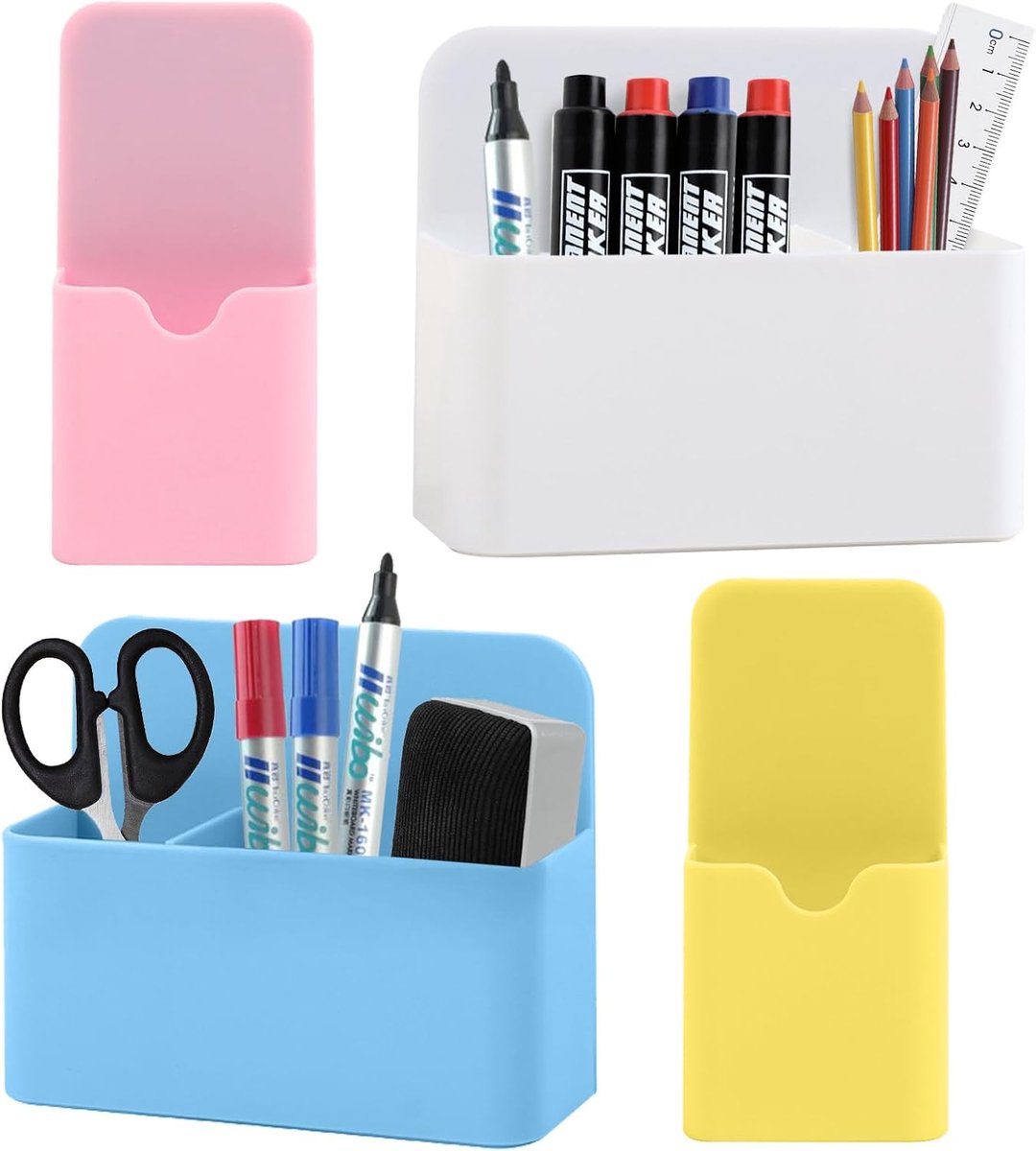 Magnetische pennenhouder, ESYFOR 4-Delige Magnetische Pennenhouder met Tussenschot, Grote Magnetische Opbergdoos voor - ShopVlot