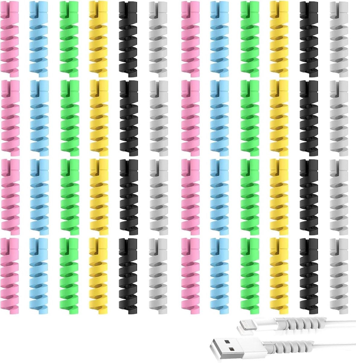 48 Pcs Charging Cable Protection, Flexible Twisted Cable Protection, Mouse Cable Protection, Silicone Charging Cable - ShopVlot