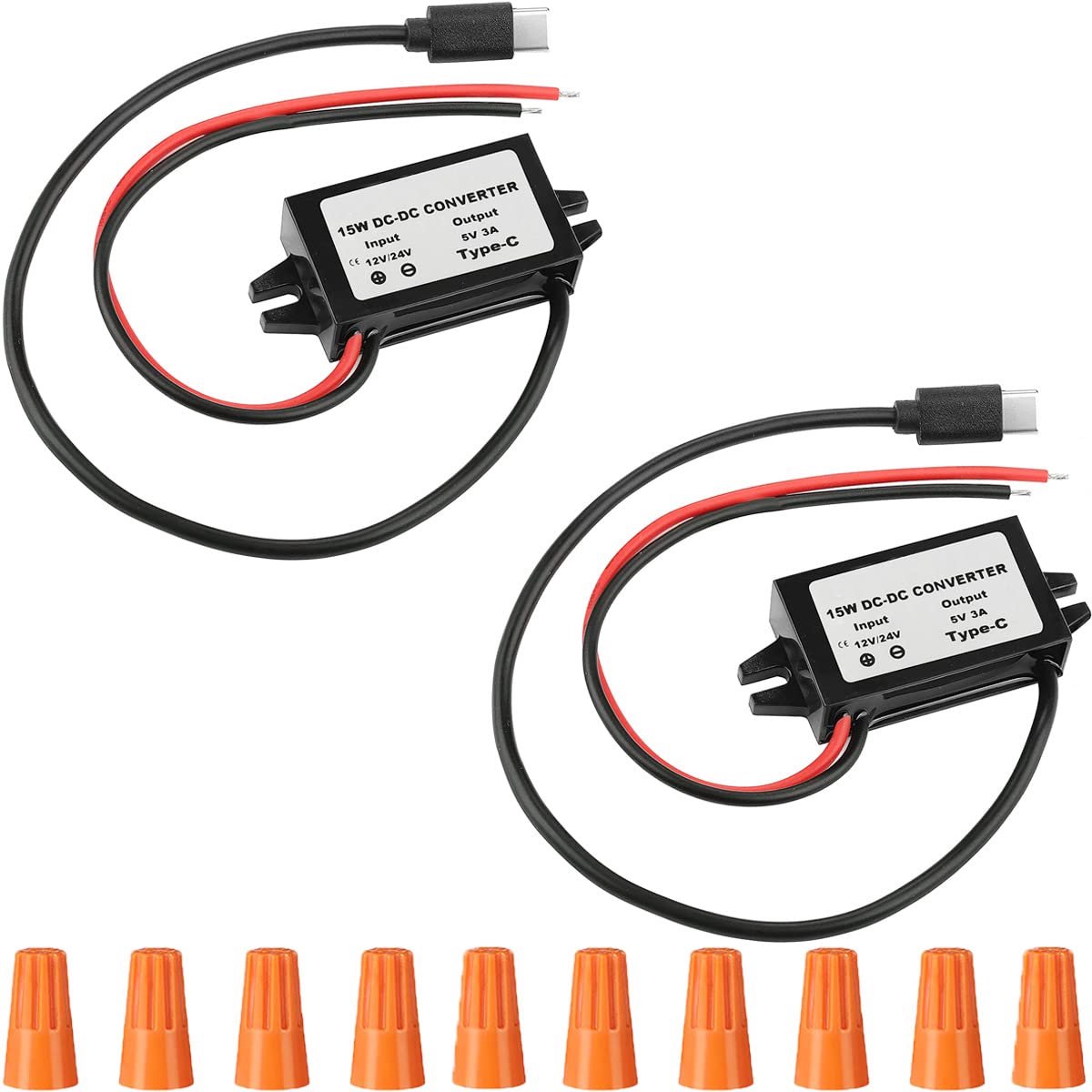 2pcs DC 8-35V to DC 5V USB C DC DC Converter Buck Module 12V/24V to 5V 3A 15W USB Output Step Down Voltage Regulator - ShopVlot