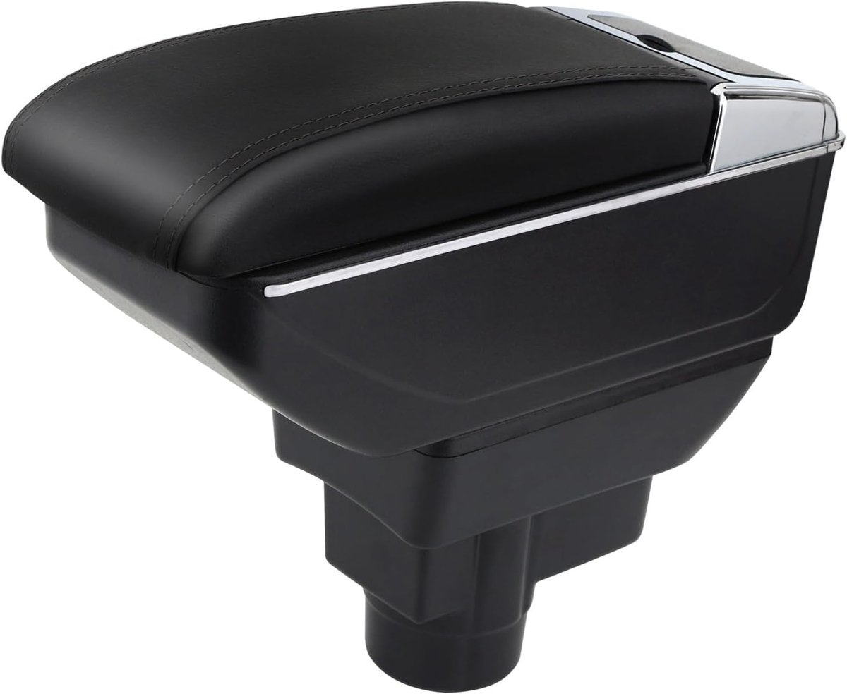 Car Armrest For Corsa D 2006-2014 Double Layer Console Center Large Storage Box Black Stitching - ShopVlot